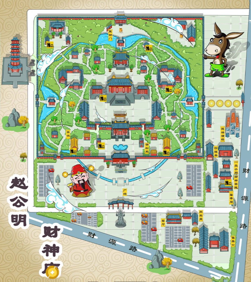 黄流镇寺庙类手绘地图